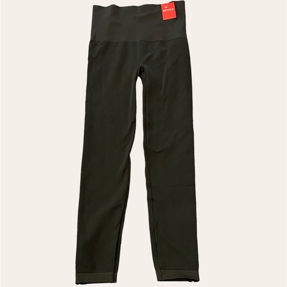 SPANX Seamless Side Zip High Waist Seamless Leggings Deep Olive Green Sz XL NWT - Picture 6 of 9